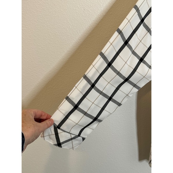 J. Jill Long Sleeve Shirt Size XL Petite Black‎ White Tan Windowpane Plaid NEW - Picture 4 of 10